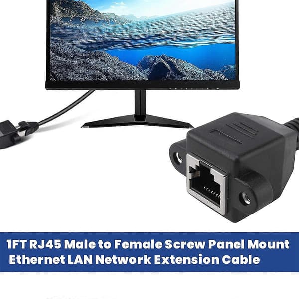 1FT RJ45 Han til Hun Skrue Panelmontering Ethernet LAN Netværksforlængerkabel
