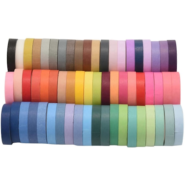 60 st/Set Ensfärgad Washi Tejp Regnbåge Maskeringstejp Dekorativ Självhäftande Tejp Klistermärke Scrapb