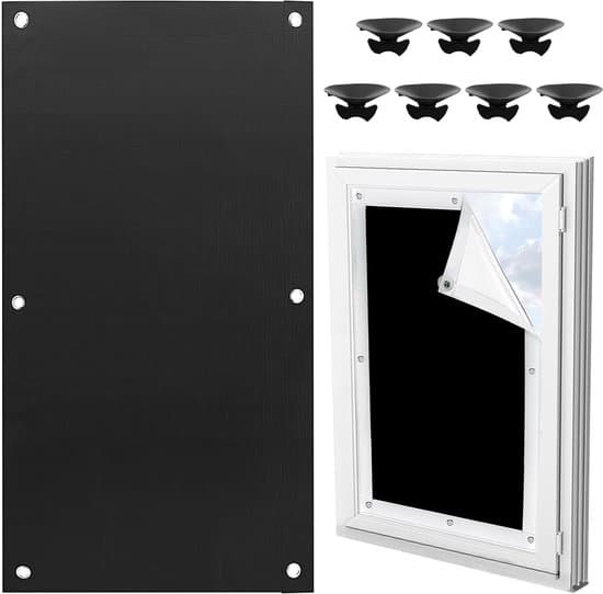 Blackout Roller Blind without Drilling - 48x93 cm - Black - Portable Blackout Roller Blind - with 7 Suction Cups - Blackout and Thermal Insulation - for...