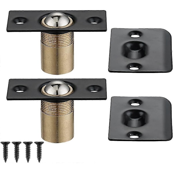 Skabsdør Kuglelås Hardware, Rustfrit Stål Lås Justerbar med Slagplade, Sort Finish 2 Pak, HBC100-BK-P2