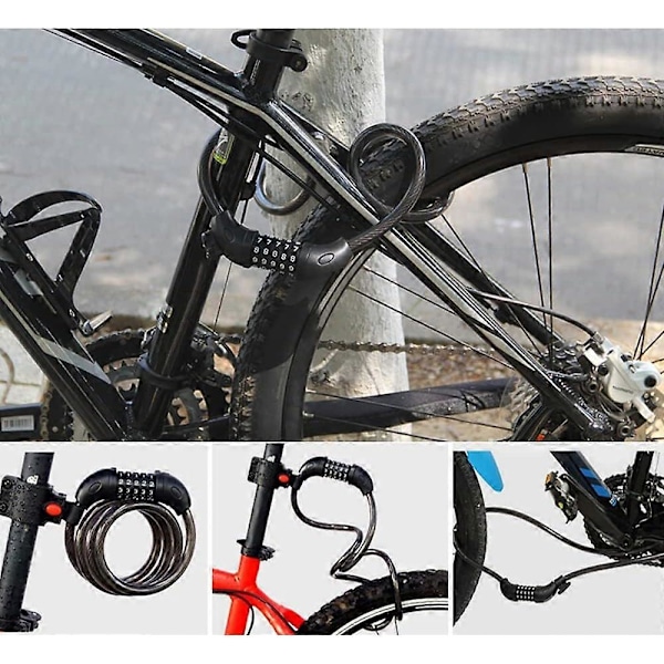 Cykelås, Hög Säkerhet, 5-siffrig Återställningsbar Kombinationsvajerlås Bäst för Cykel Utomhus, 1,2mx12mm, Blå