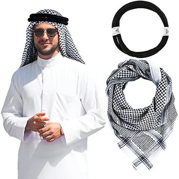 Arabialainen keffiyeh miehille, turbaani, muslimipalestina-huivi, saudi-arabialainen agal, sheikki-hattu, miesten asukokonaisuus