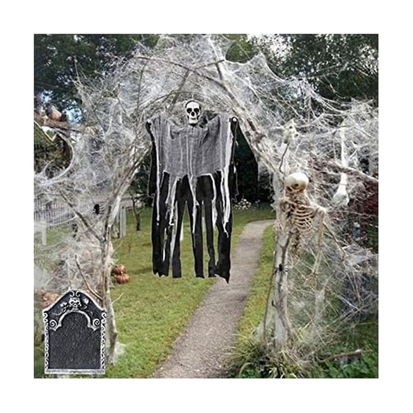 Edderkoppespind Halloween Dekoration, Med 100 Edderkopper, Strækbart Edderkoppespind, Velegnet Til Indendørs/Udendørs