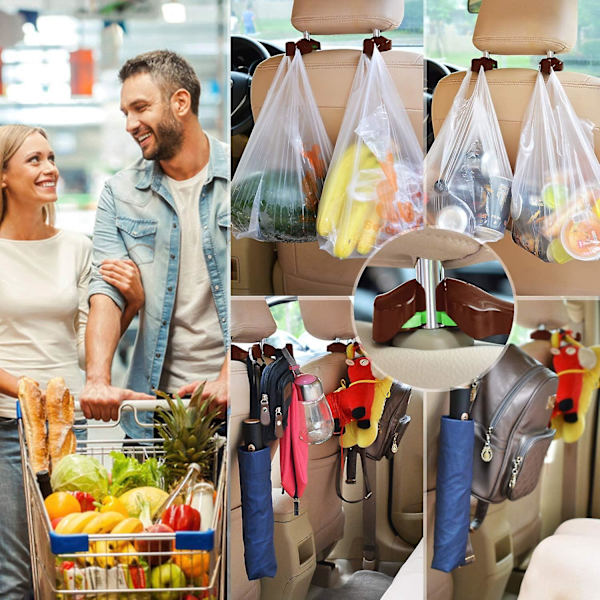 4-pack bilplånbokskrokar för bilhuvudstödskrokar, huvudstödskrokar för bilkrokar huvudstödskrokar