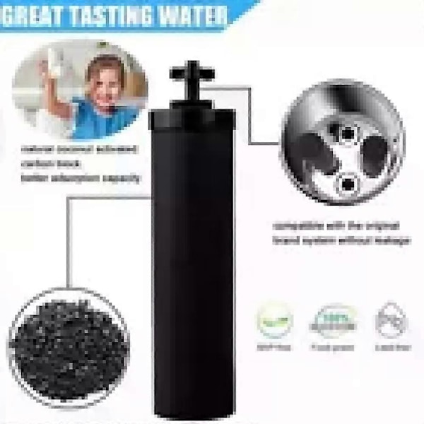 4 Pakker Erstatnings Gravity System Filtre BB9-2 Svart For Berkey Vannfilter