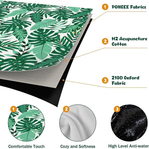 Picnic Blanket, 200x200cm, Waterproof and Sandproof, Leaf Pattern, Durable Beach Mat, Foldable, Camping, Beach, Hiking, Easy to Carry