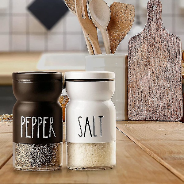 Salt- og pepperbøsser i bondestil med justerbare lokk, moderne landlig kjøkkendekor, søte (haoyi)