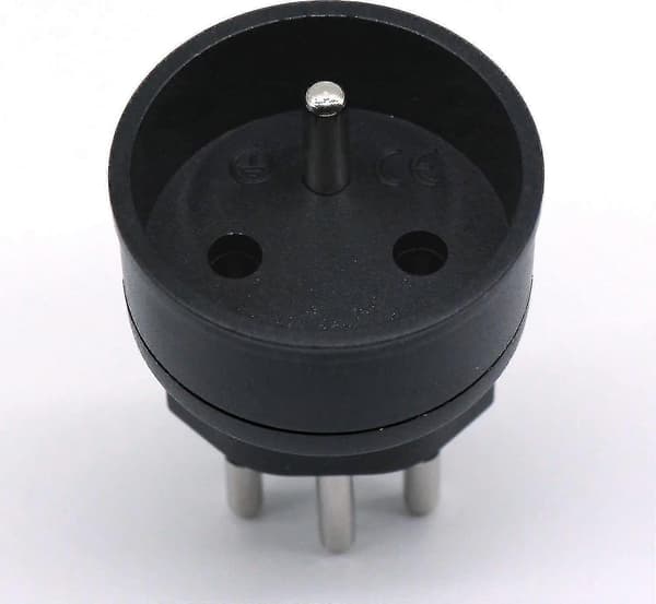 Schweiz/Liechtenstein 2-ben adapter - EU til DE/FR/IT/ES 3-ben stik (3 stk., sort)