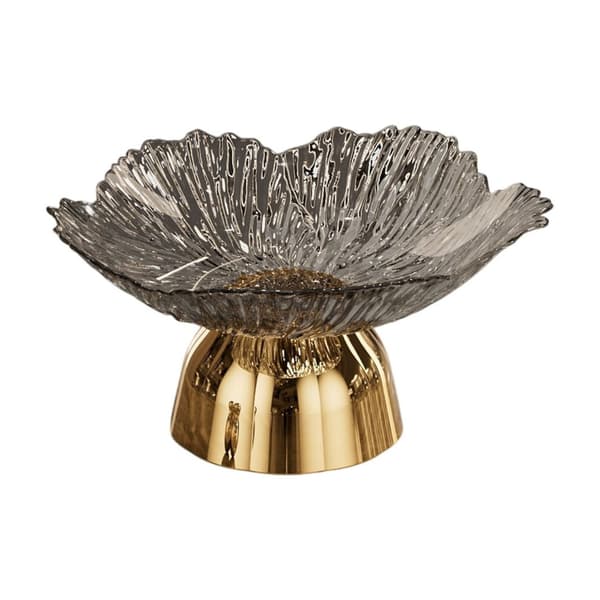 Gold-colored plastic fruit drain tray, 24 x 24 x 12 cm