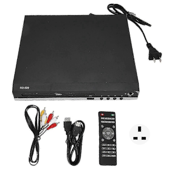 Mini DVD-soitin 1080p-tuella, HDMI, USB-portti, AV-ulostulo ja kaukosäädin