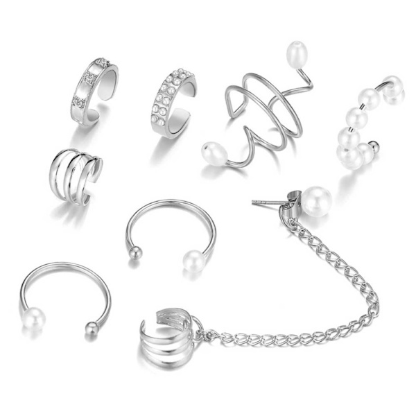 Öron Piercing Set Dam – Pärlor Silver