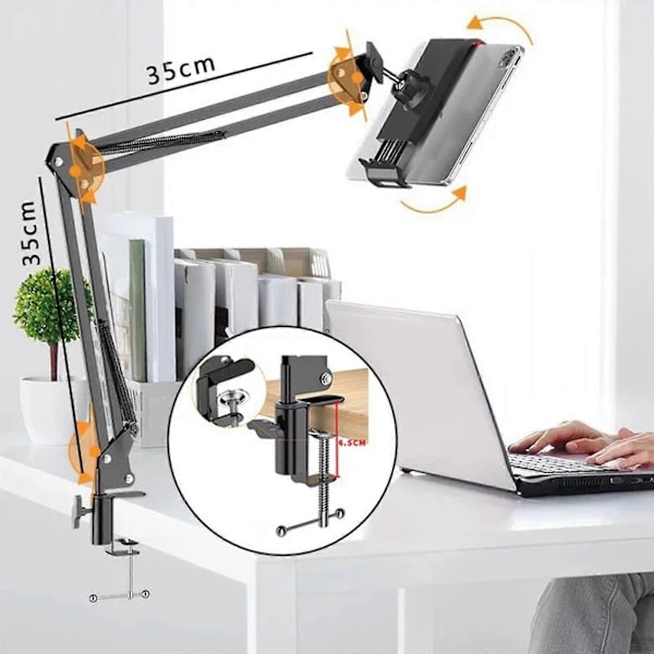 360 Justerbart Sängbord Tabletthållare Telefonarmställ Flexibel för Poddsändning Live