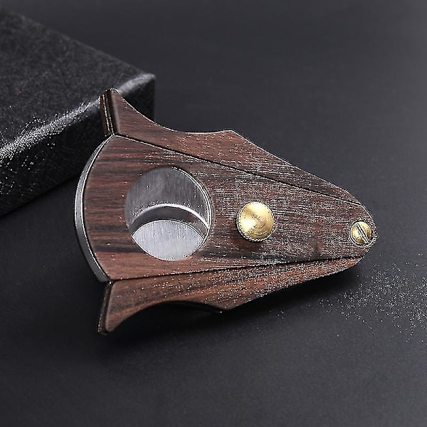 Sandaltræ Cigar Cutter, Rustfrit Stål Dobbeltbladet Saks, Cigar Tilbehør