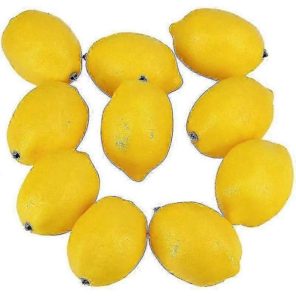 20 stk. Kunstige citroner Falske citroner Imiterede citroner Frugter i gul 7,6 cm lang X 5 cm bred 2025th