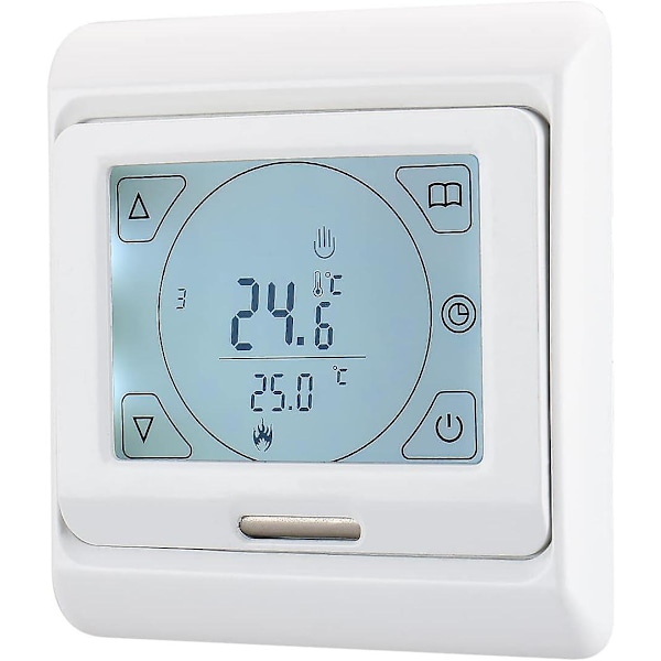Wg809 Rumtermostat, 7 Dages Programmerbar LCD-Skærm AC230V 16A Til Elektrisk Gulvvarme Hvid