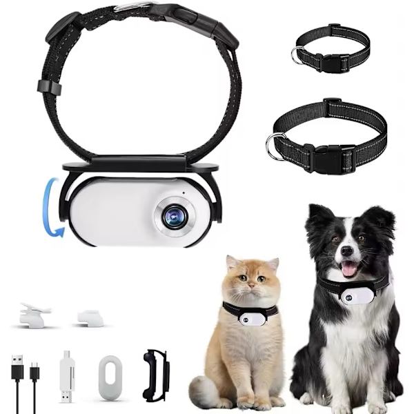 Adjustable Pet Collar Camera with Wide Angle - Clip-on, OTG &