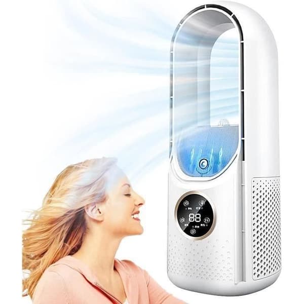 Bladeless ventilator - Hvid - 6 hastigheder - 8 timers timer - Stille