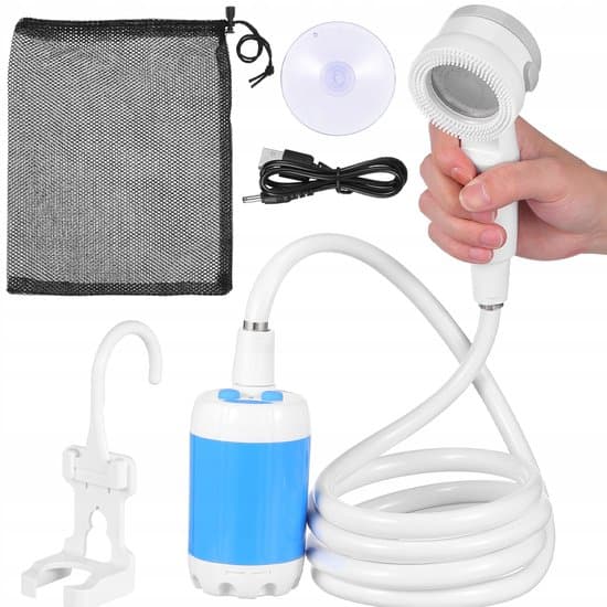 Camping Shower, 5000mAh Rechargeable Portable Shower with Tray