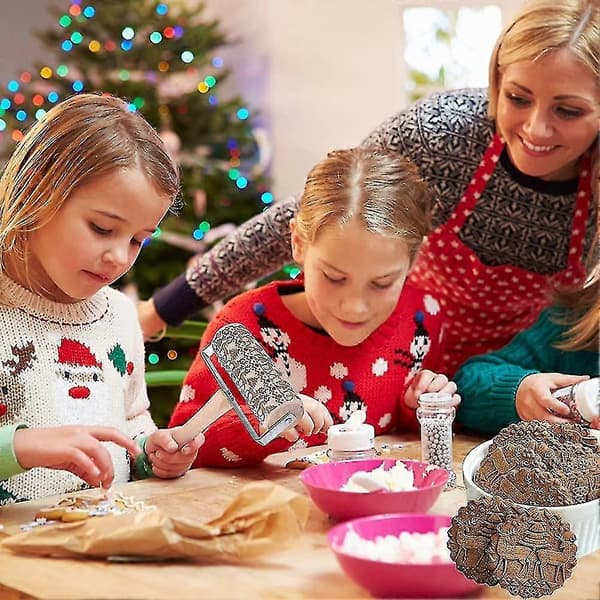 Kjevle, kjevle i tre 3d gravert bøkepreging, julepreget