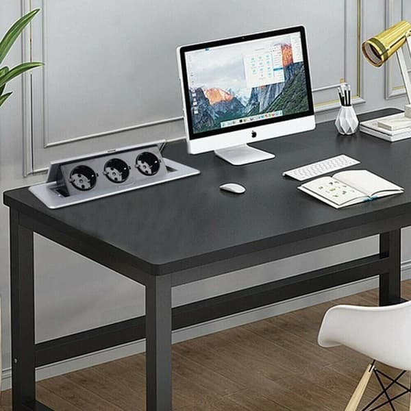 Infällt uttag - 3 uttag - Aluminium - 2500W - Enfas - Svart