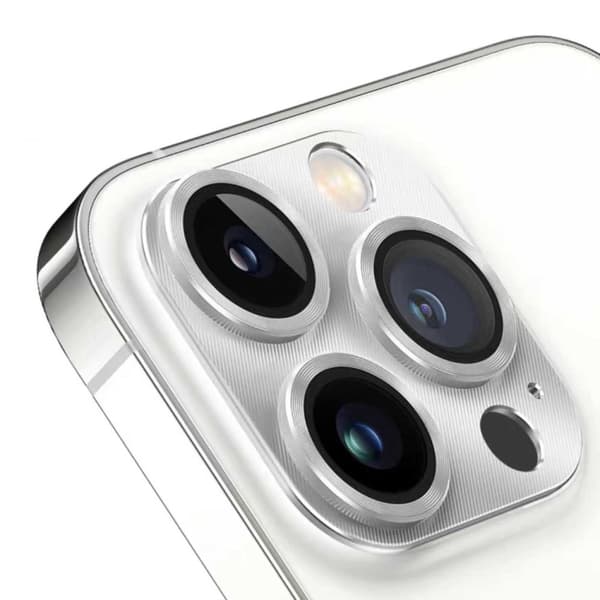 iPhone 15 Pro/15 Pro Max Linsskydd Metall Härdat Glas Silver