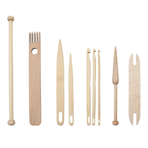 9 st vävverktyg trä handvävstol stick set virknål stick gobeläng vävning tillbehör DIY