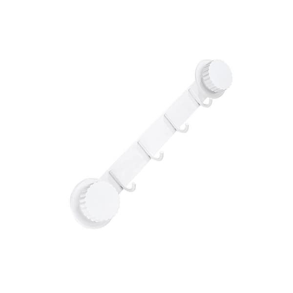 Suction Cup Hanger - Single Hook with 4 Hooks: Strong Grip, Reusable, Perfect for Kitchen and Bathroom White