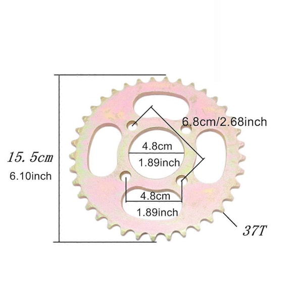 Generiskt Bakre Kedjehjul 420 37T 48mm Robust Tillbehör för Gokart