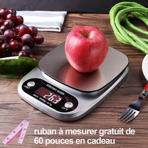 Kitchen Scale - Digital - 10kg/1g - Stainless Steel - LCD Display - Tare Function