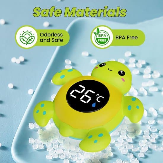 Badetermometer for babyer, 2-i-1 digital flytende skilpaddedesign