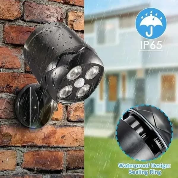 Utomhusbelysning - Rörelsedetektor - IP65 - 600lm - Batteridriven