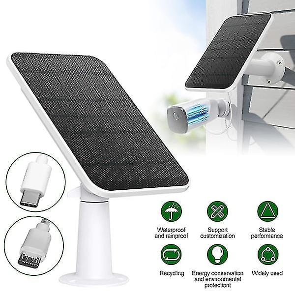 Solcellepaneler 4W for Eufy Eufycam 2/2 Pro/2C/2C Pro/E veggmontering med 3 meter hvit strømledning 1 stk