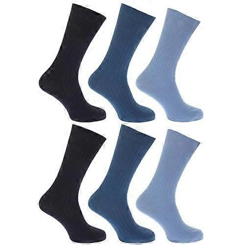 FLOSO Ribbade herrstrumpor i 100% bomull (6-pack)