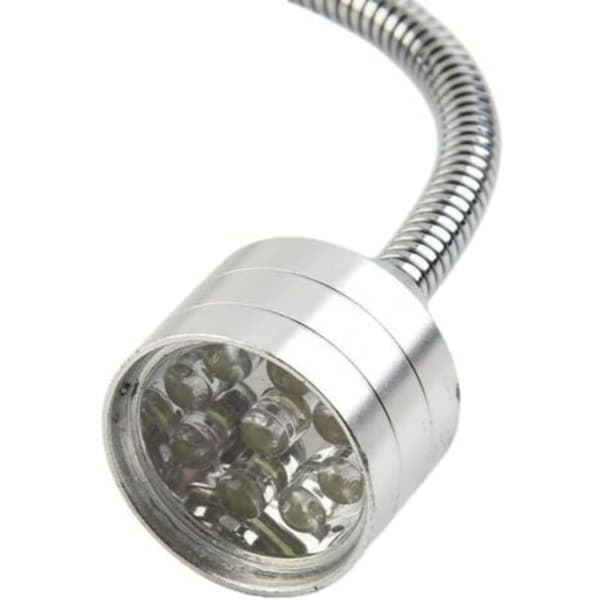 LED grilllampe, 360° vippbart hode, fleksibel hals, 9 hvite LED-er, ideell for campinggrilling.