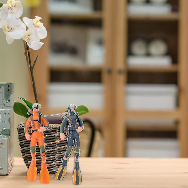 2 stk. Mini Dykkerfigurer Dypvannsdykker Små Ubåtfigurer Akvarium Realistiske Dykkerfigurer Dykker Med Slange Scuba Steve Leketøydollh