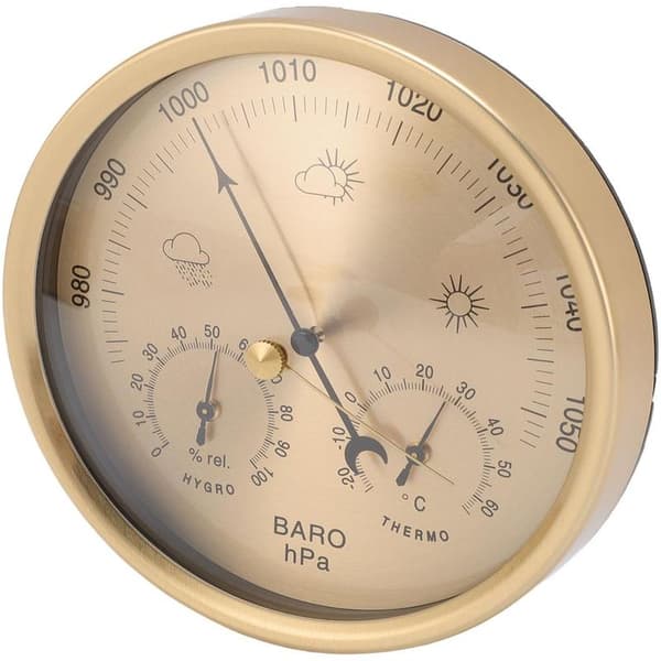 Ø 13 cm - 3-i-1 Innendørs og Utendørs Værstasjon - Analog Barometer - Analog Værstasjon - Med Termometer Hygrometer