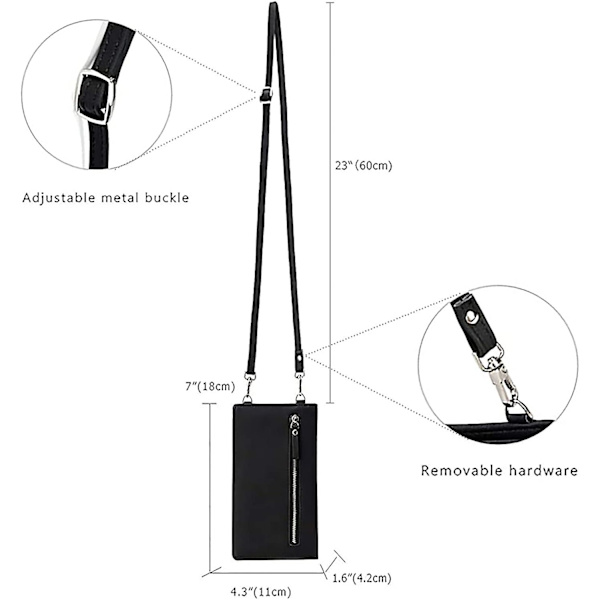 Naisten Crossbody Puhelinlaukku Nahkainen Kolikkopuhelinlompakko Mini Matkapuhelinlaukku Olkalaukku Hihnalla Ja Korttipaikoilla
