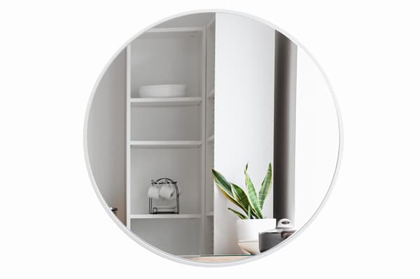 Rundt speil 70 cm, MDF-ramme, hvit
