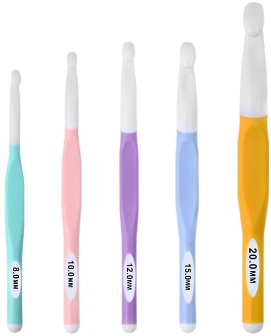5-piece ergonomic crochet hook set - 8mm to 20mm - For chunky yarn/DIY
