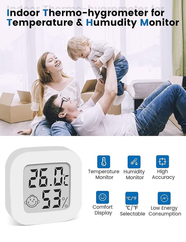 Mini digital hygrometer termometer med hög precision, temperaturmätare och hygrometer