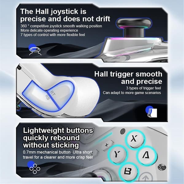 Spillekonsol Trådløs Spilcontroller Programmerbar Gamepad Hall Joystick Support til Switch/Steam /