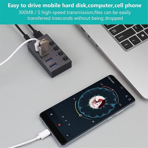 USB3.0-delare 4-ports laddning Multi-gränssnitt HUB med switch