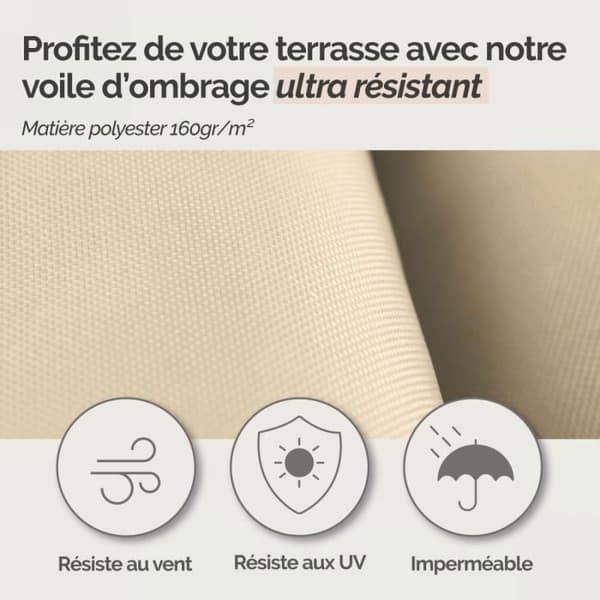 Vattentät och UV-beständig rektangulär solsegel - 2 x 3 m - Beige - Linxor