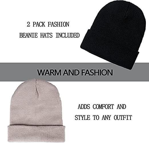 2-delad dammössa vinter stickad mössa mjuk skidmössa unisex
