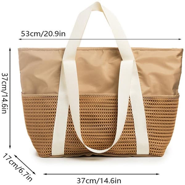 Women's Beach Bag - Large Capacity Beach Tote - Family Beach Bag - Foldable - Multiple Compartments - Waterproof Mesh Beach Bag - Gi
