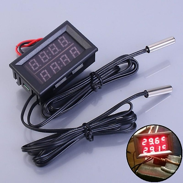 Dubbel Röd LED Digital Display Termometer Vattentät Temperatursensor 0,56 Tum