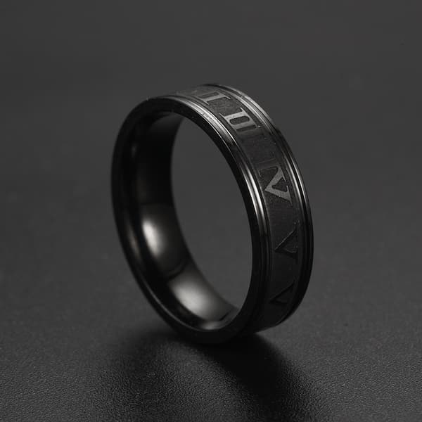 Smal Ring med Romerska Siffror Svart