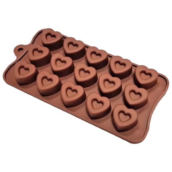 Silikonform for baking, godteri, sjokolade, praliner hjerter