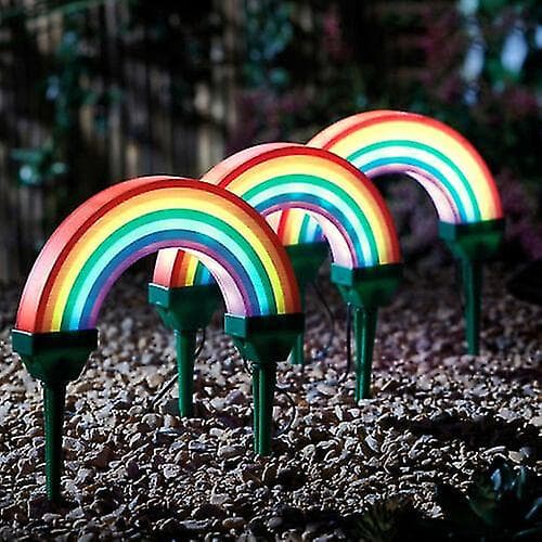 3 stk. Udendørs Solcelle Have Lamper LED Regnbue Sti Lys Lampe Bd xi