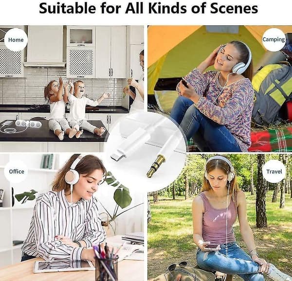 Aux-kabel kompatibel med iPhone, Lightning til 3,5 mm Aux lydkabel til bil